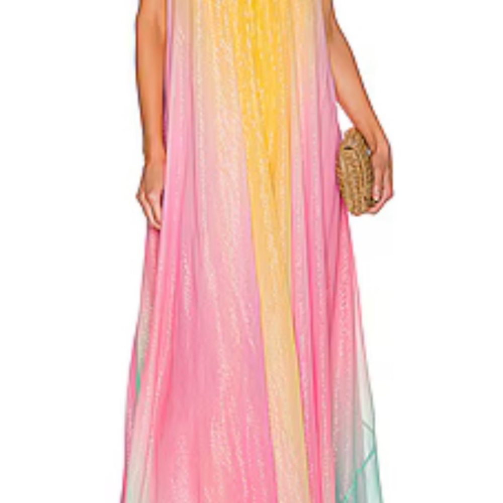 Rococo Sand Yellow Pink Halter Sundress